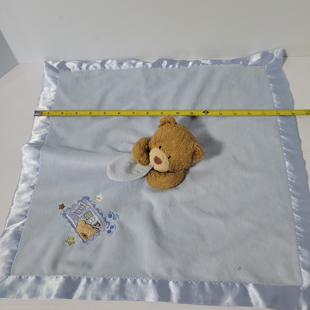 Baby Starters Blue Bear Plush Security Baby Blanket Rattle Lovey Carry Along